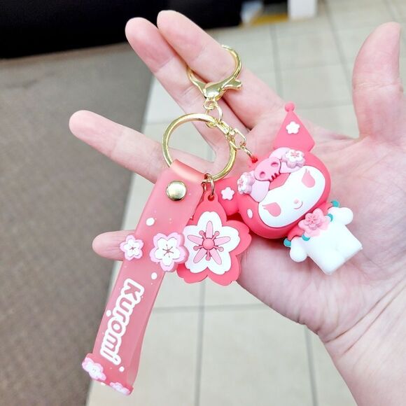 Brand New Sanrio Kuromi Pink Sakura Keychain - Picture 1 of 5